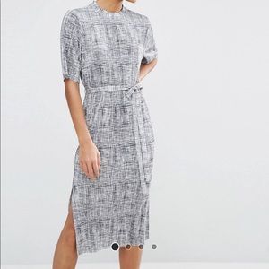 ASOS plissè midi dress in marl pleated fabric